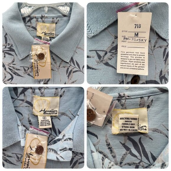 Polo Hawaiian Mens M Blue & Gray Floral by Hawaiian Sands Club - Picture 8 of 8